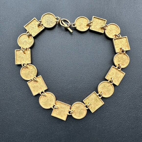 Vintage 90s Y2k Anne Klein Gold & Black Enamel Toggle Necklace - Picture 5 of 6